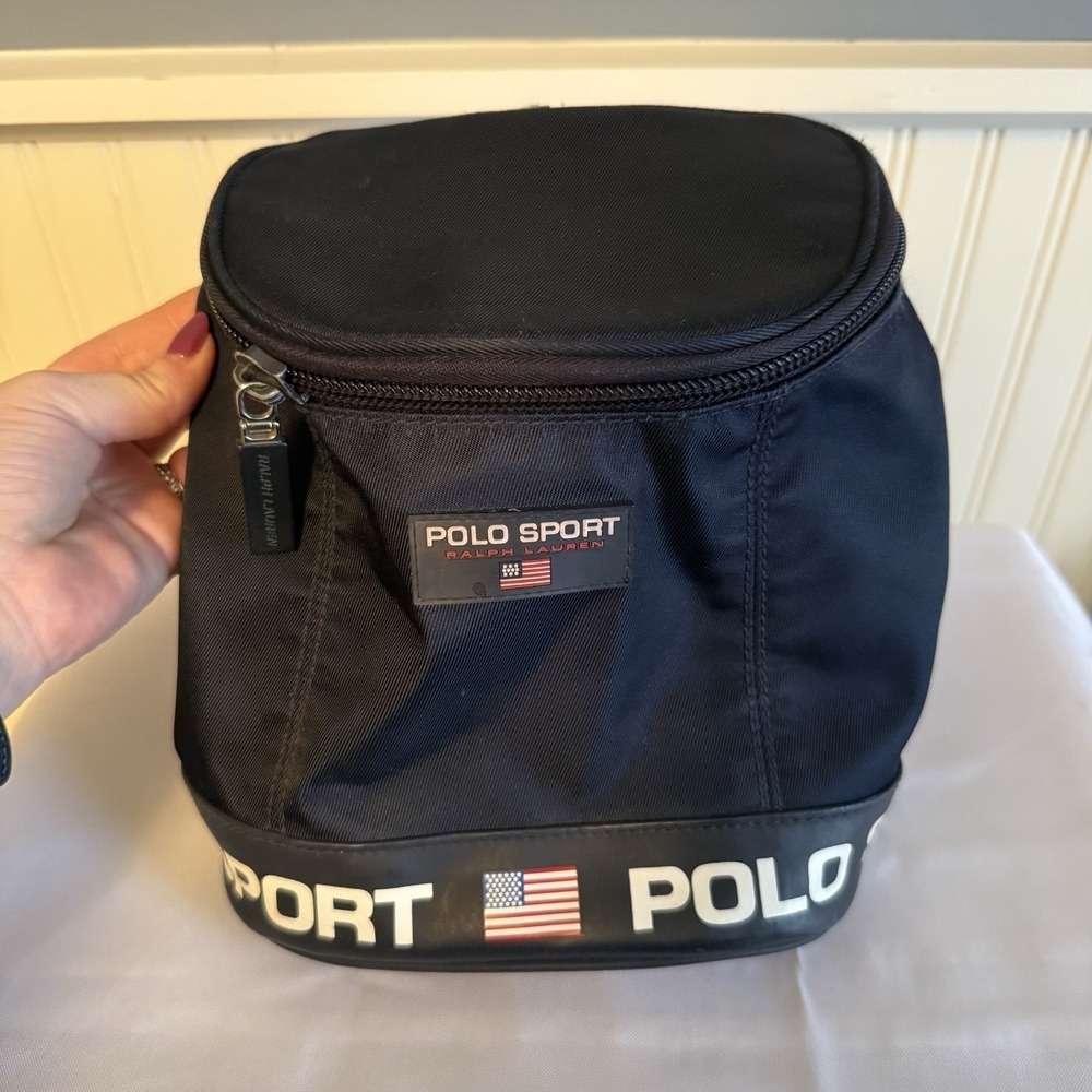Women's Vintage Ralph Lauren Polo Sport Small Navy Blue Backpack Purse